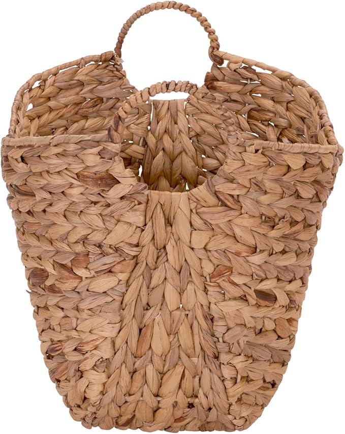 Household Essentials ML-4002 Tall Water Hyacinth Wicker Basket with Handles | Natural, Brown, Natural