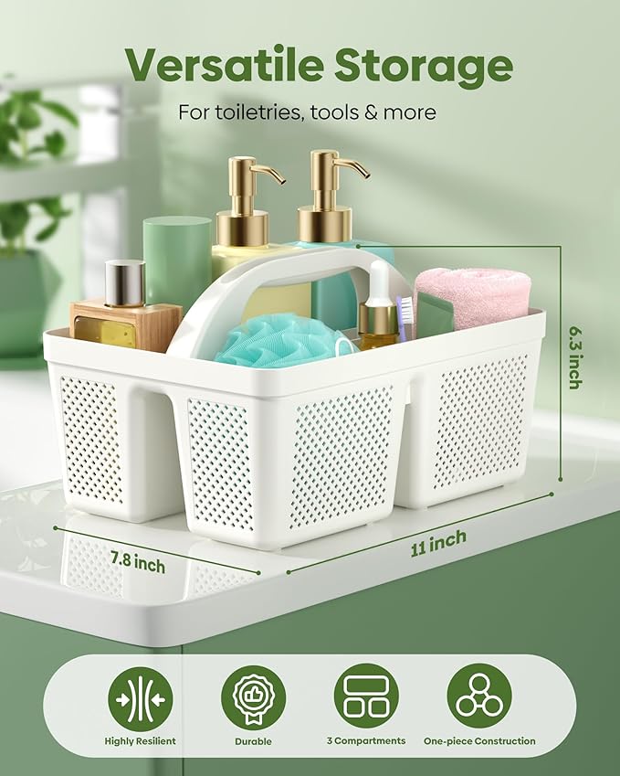 4 PCS Large Portable Shower Caddy with Handle, Plastic Cleaning Caddy, Shower Basket for Bathroom, College, Dorm Room Essentials, Multi-scenario Organizer Storage Tote