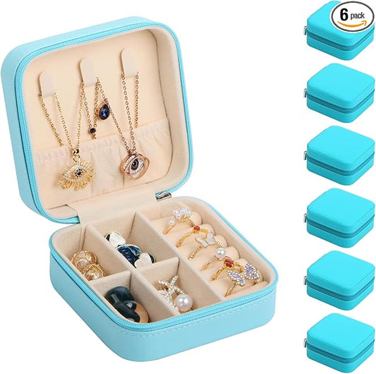 17Dec 6-Pack Small Travel Jewelry Case Organizer,Mini Travel Essentials for Women,Bridesmaid Gifts Birthday Gifts for Women,Small Jewelry Box for Girls 8-12
