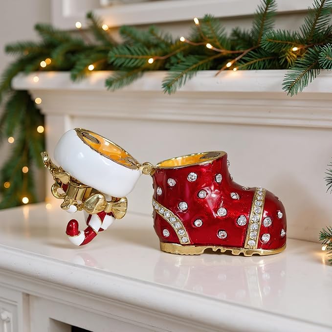 Christmas Jewelry Box with Rhinestone Decoration(Boot)