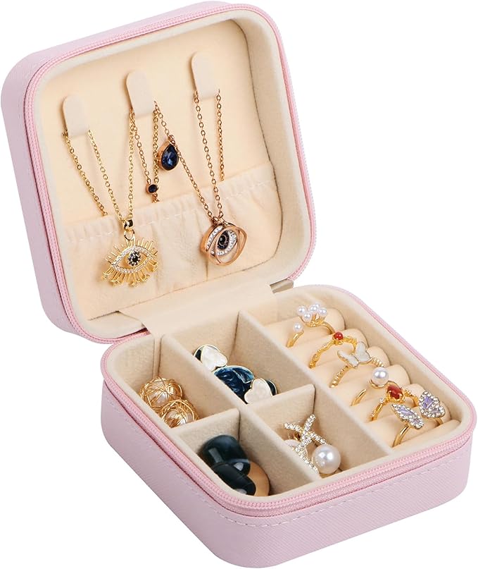 17Dec Small Travel Jewelry Case Organizer,Mini Travel Essentials for Women,Bridesmaid Gifts Birthday Gifts for Women,Small Jewelry Box for Girls 8-12