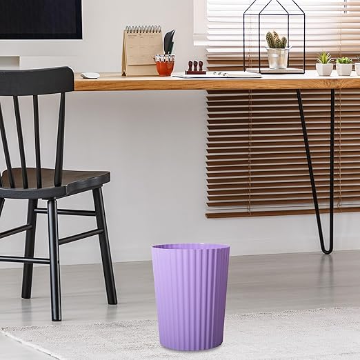 JiatuA Small Trash Can Plastic Wastebasket Round Garbage Container Bin for Bathroom, Kitchen, Bedroom, Home Office, College Dorm, Taro Purple 2 Pack