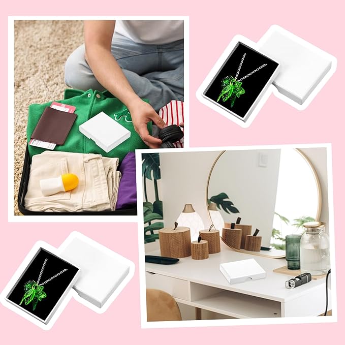 3 Pack Small Jewelry Gift Box, Necklace Bracelet Earring Cardboard Organizer, Cardboard Jewellery Box with Lids, Square Jewellery Gift Boxes for Birthday Xmas Christmas Wrapping (White)
