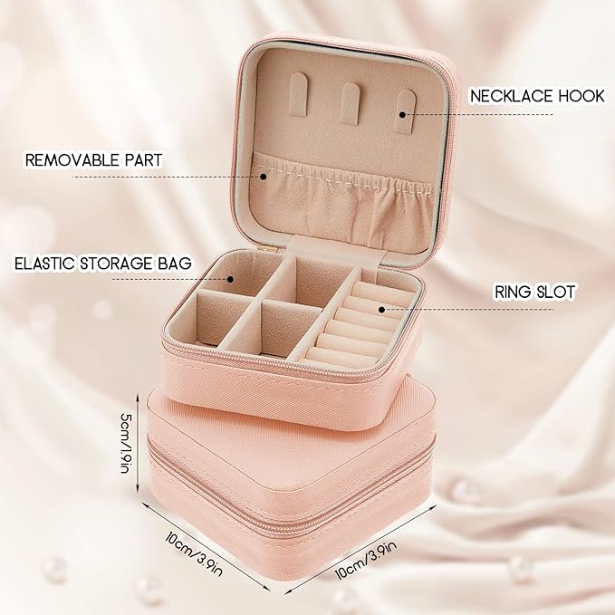 Taiyin Travel Jewelry Case, Bridesmaid Gifts Mini Jewelry Organizer, PU Leather Portable Earring Box for Women Girls