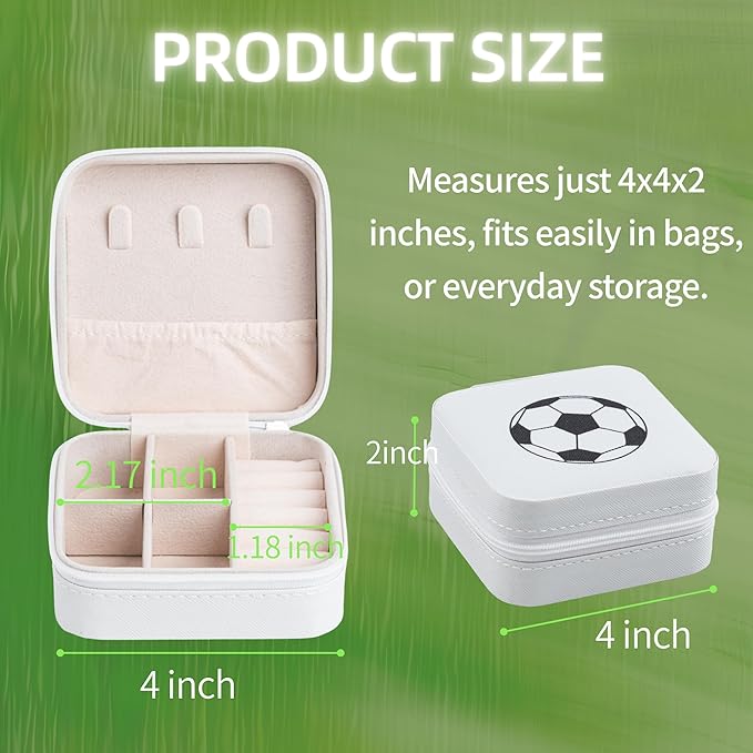 6-Pack Soccer Portable Jewelry Box for Team Travel White Sport Jewelry Case Bulk Gifts for Soccer Team Athletes & Sports Enthusiasts Christmas Events & Milestones