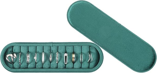 uxcell Velvet Ring Box, 11 Slots Travel Jewelry Case Ring Holder Organizer for Women Gift Proposal Christmas, Dark Green