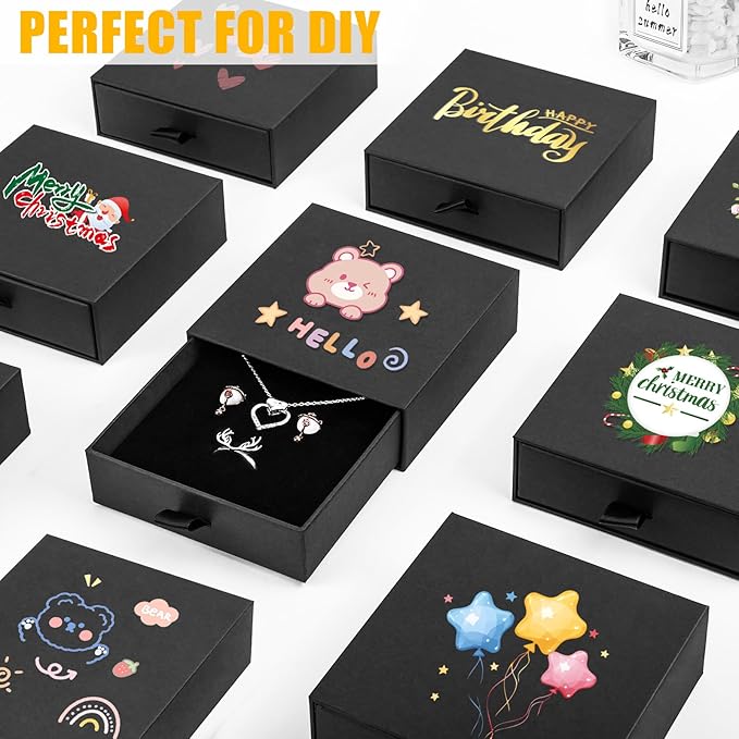 Jewelry Gift Boxes, 20 Pack 3.5×3.5x1Inch Cardboard Jewelry Boxes, Bulk Small Jewelry Boxes with Lids for Necklace Ring Earring Display Box (Black)