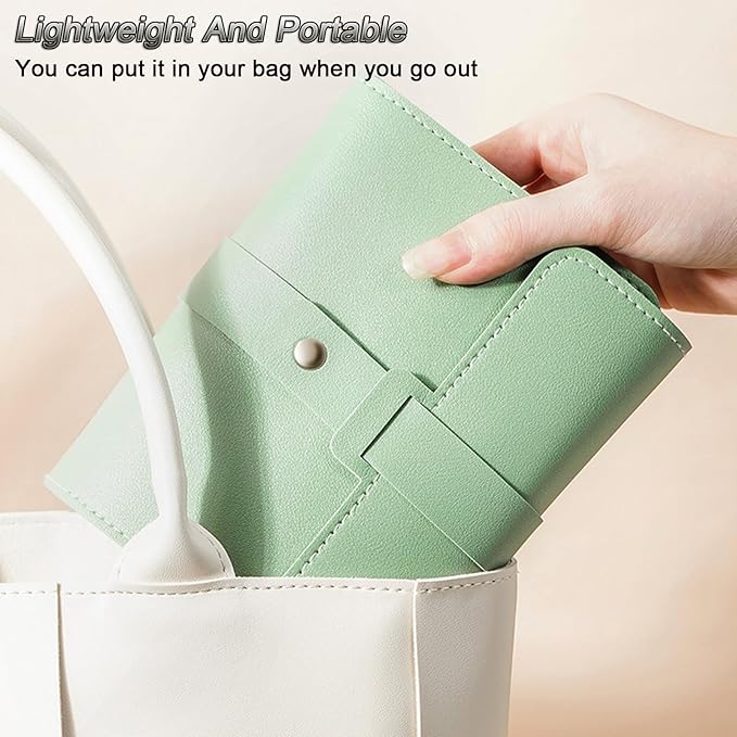 LAKE OF FIRE Earring Holder Organizer with Foldable Book Design Jewelry Book Organizer, Portable Pu Leather Travel Earring Case(Green)