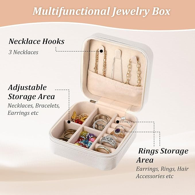 6 Pack White Travel Jewelry Case, PU Leather Mini Jewelry Organizer Box, Portable Earring Storage Box for Women, Girls, Bridesmaid Gifts(3.94 x 3.94 x 1.97 Inches)