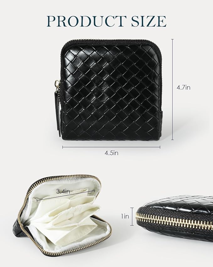 COOLYOUTH Travel Jewelry Case Organizer for Women Portable Jewelry Box with Small Pouches Mini Jewelry Bag for Rings, Bracelets, & Bangles with Smooth Metal Zipper (Black)