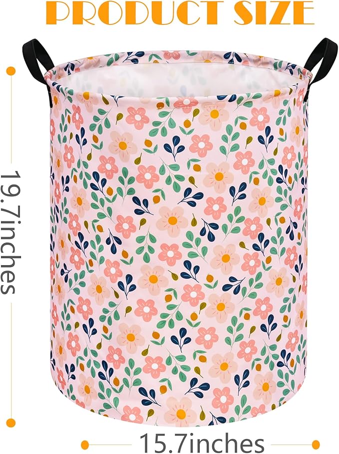 MAIZMZ Girls Storage Basket,Room Decor Laundry Hamper,Waterproof Clothes Organizer for Women Toy Box Large Canvas Collapsible Chest for Home/Dorm/Kitchen/Pet/Office/Closet/Shelf/Gifts