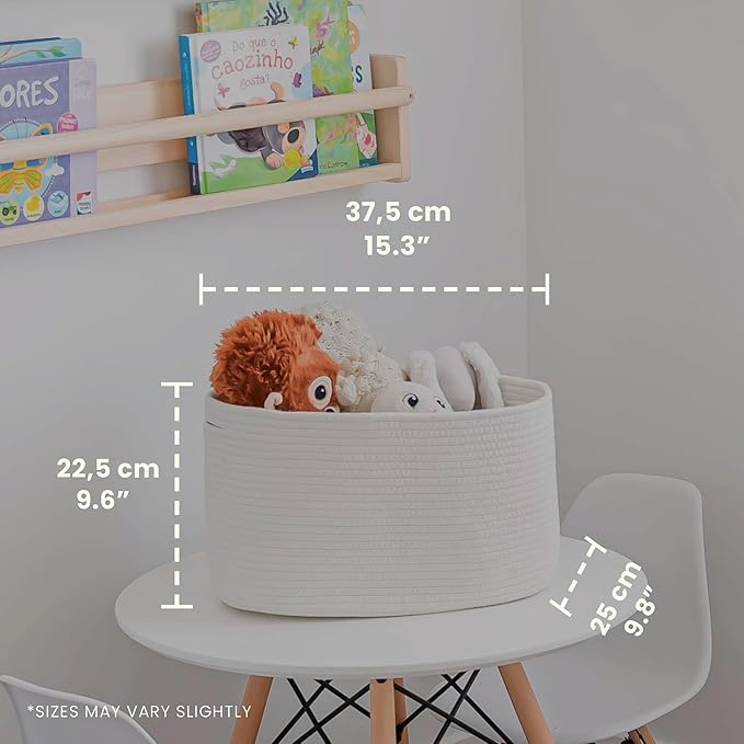 OrganiHaus Rope Baskets for Shelves - Set of 3 Woven Storage Baskets for Organizing, Closet & Toy Storage - Off-White - 15x9x10