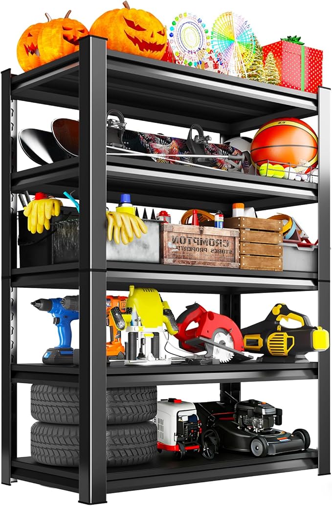 Garage Storage Shelves 5-Tier,Garage Storage System Shelves Adjustable,Storage Shelving for Basement,Pantry,Kitchen,Warehouse (1, 72" H x 35.55" W x 16" D)