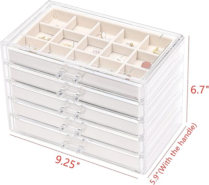 Cq acrylic Jewelry Organizer With 5 Drawers