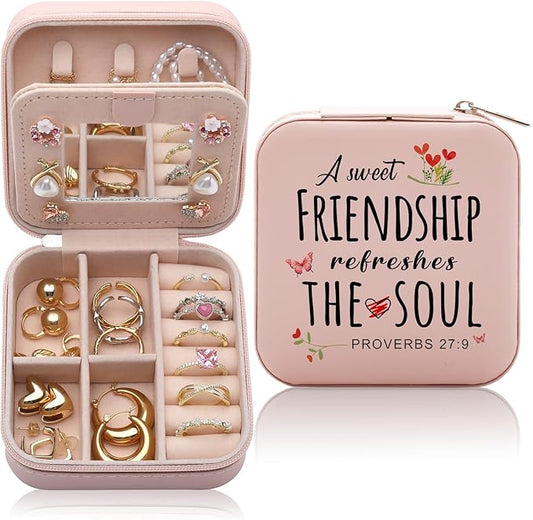 Christian Gifts for Women Friends Jewelry Box, Christian Secret Sister Birthday Gift for Best Friend, Sister in Christ Gifts for Women Jewellery Case Organizer