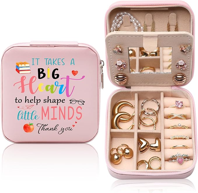 GAOLZIUY Teacher Appreciation Gifts for Women, Teacher Jewelry Box, Birthday Retirement Graduation Thank You Gifts for Teachers, It Takes a Big Heart to Shape Little Minds Jewelry Case