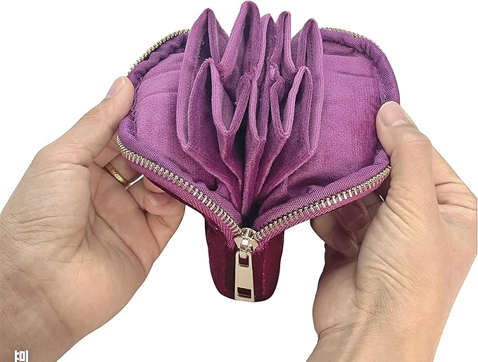 Small Travel Jewelry Case - Jewelry Travel Organizer Bag with for Bracelets, Necklaces, Bangles, Jewelry Organizer Storage Bag Gift for Women Girls,5.1x4.72x1.18 IN- RJB001-Purple