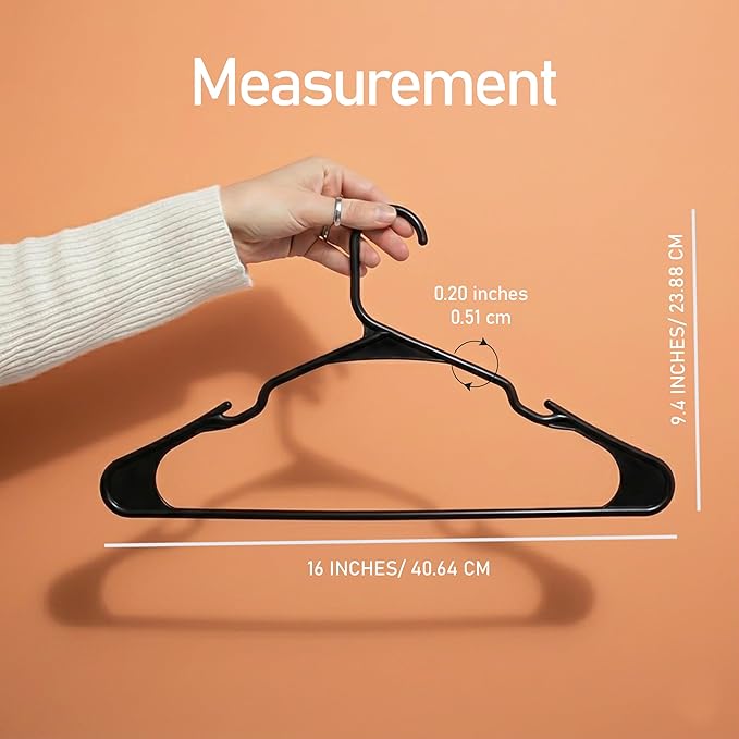 Utopia Home Plastic Hangers 20 Pack - Perfect Space Saving Clothes Hanger - Durable and Strong - Perfect Closet Organizers with Shoulder Grooves (Black)