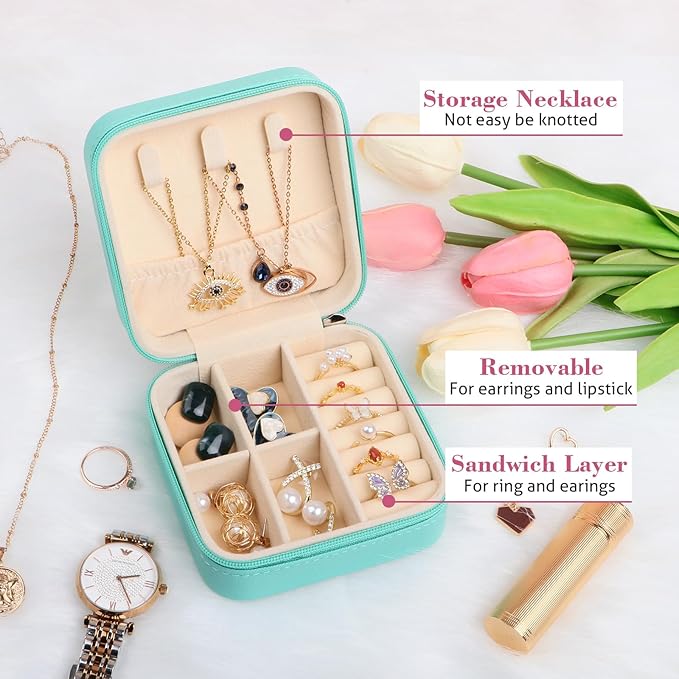 17Dec 3-Pack Small Travel Jewelry Case Organizer,Mini Travel Essentials for Women,Bridesmaid Gifts Birthday Gifts for Women,Small Jewelry Box for Girls 8-12