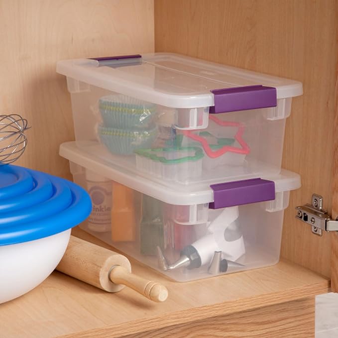Sterilite 12-Pack ClearView Latch Box, Stackable Clear Organizer Bins with Lids, 6 Qt – Plastic Tote Containers for Closet, Office, Bedroom, Shelving Units and Everyday Home Storage Organization