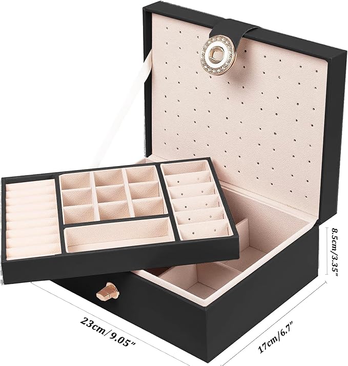 QBestry Womens Earrings Jewelry Box for Girls Jewelry Earring Organizer Box Earring Holder Organizer for Girls Jewelry Organizer Boxes for Women Girls Stud Earrings Organizers Jewelry Box Black