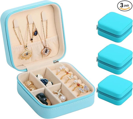 17Dec 3-Pack Small Travel Jewelry Case Organizer,Mini Travel Essentials for Women,Bridesmaid Gifts Birthday Gifts for Women,Small Jewelry Box for Girls 8-12