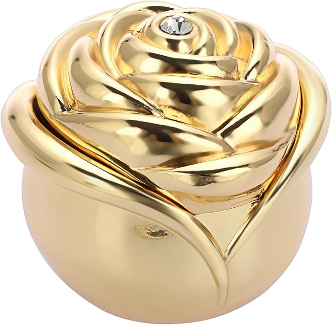 Hipiwe Rose Shape Vintage Jewelry Box - Small Trinket Storage Case Gold Ring Holder Treasure Box Organizer Keepsake Box for Rings Earrings Necklace, Gift for Women
