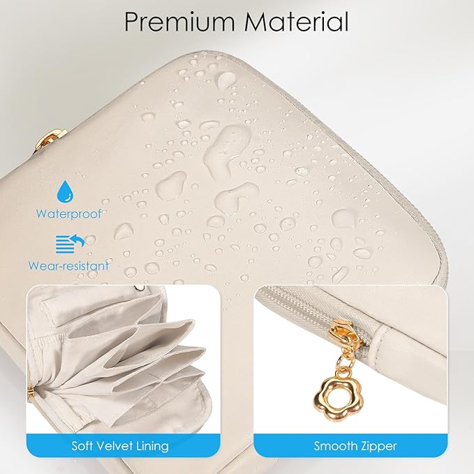 SITHON Small Travel Jewelry Case with Ring Holder, Mini Velvet Jewelry Pouch Bags, Compact Storage Organizer for Bracelet Necklaces Earrings Travel Essentials, Mother’s Day Gifts (Cream White)