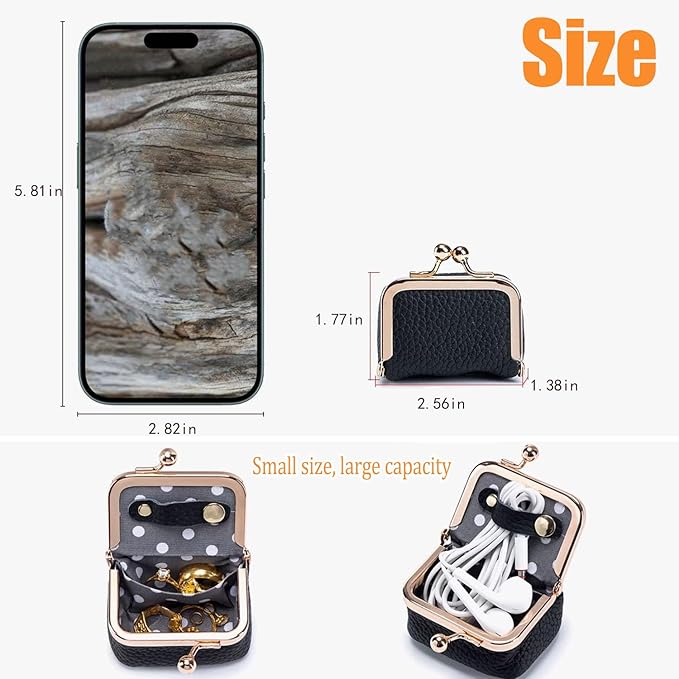 DOMELIFE Genuine travel jewelry case - Vintage Kiss Lock Jewelry Box for Women, Portable Mini Coin Purse Gift with Antique Brass Clasp for Rings and Earrings Necklace (BLUE)