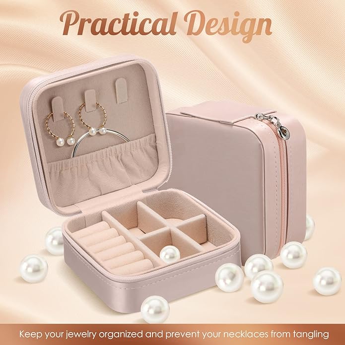 Junkin 8 Pcs Jewelry Travel Case Bulk, Small Jewelry Box Bridesmaid Gifts Jewelrys Box for Women, Portable PU Leather Jewelrys Case Organizer Storage for Rings Earrings Necklaces, 4 Colors