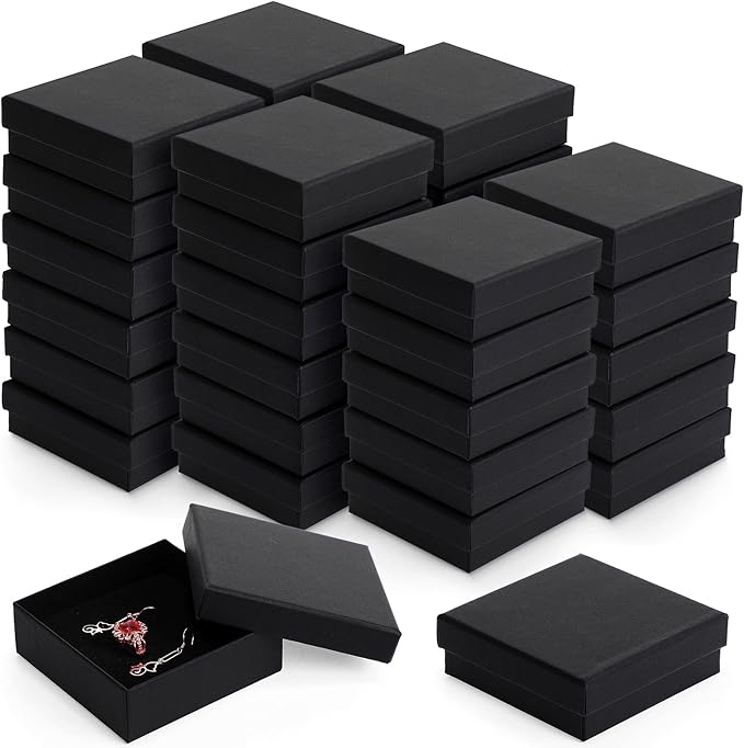 Batiyeer 36 Pcs Cardboard Jewelry Gift Boxes Jewelry Boxes Packaging Small Earring Gift Box with Lids for Necklace Ring Bracelet Party