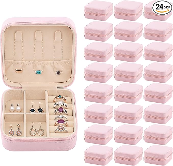 Easytle 24 Pcs Travel Jewelry Box Exquisite Travel Jewelry Case Portable Jewellery Storage Holder Organizer Box Small Jewelry Organizer for Rings Earrings Necklaces Pendants Bracelets Watches