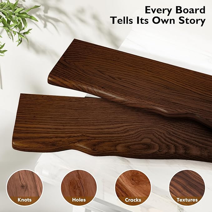 Solid Wood Live Edge Floating Shelves Set of 2 – 24" Rustic Wall Shelf with Hidden Bracket System, Wall Mounted Shelves for Bathroom, Kitchen, Living Room, Bedroom (Walnut)