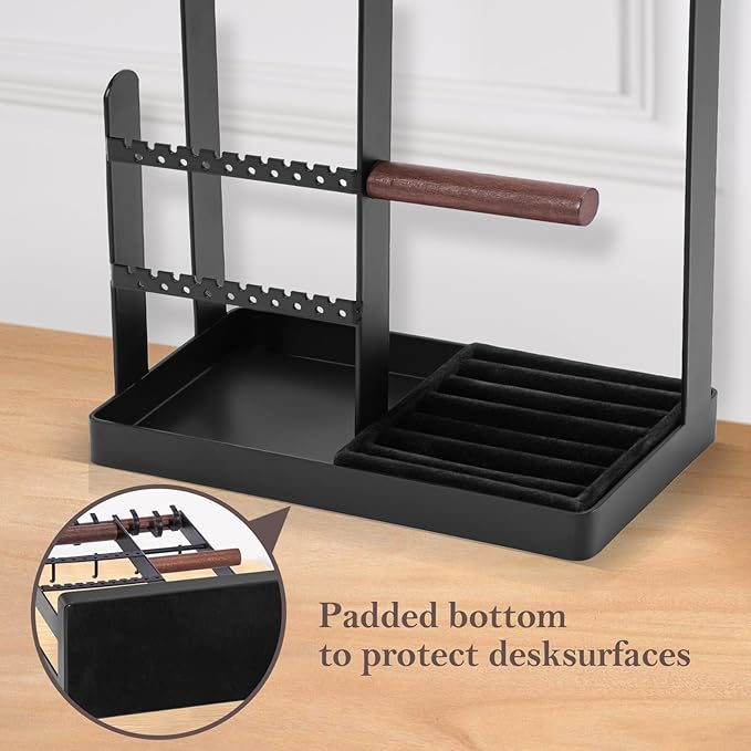 ProCase Jewelry Organizer Jewelry Stand Jewelry Holder Organizer, 5-Tier Necklace Organizer with Ring Tray, Large Aesthetic Jewelry Tower Storage Rack Tree for Bracelets Earrings Rings -Large, Black