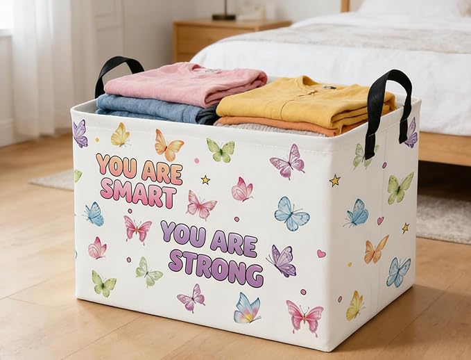 Rectangular Kids Baskets Butterfly Basket Cute Storage Bins Organizer Box Boys Room Decor for Home.(Color butterfly)
