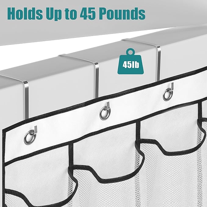 VOPTON 28Large Pockets Over The Door Shoe Organizer, Hanging Shoe Organizer for Closet, Premium Clear Shoe Rack for Door, Shoes Hanger Organizers Storage Holder for Back of Door and 4Metal Hook White