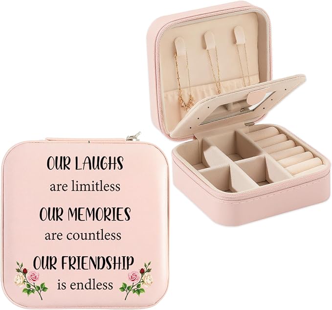 Friend Jewelry Box Valentines Galentines Mother's Day Gifts for Best Friend Christmas Birthday Graduation Gifts for Women Friends BFF Soul Sister Bestie Jewelry Case Our Laughs Are Limitless