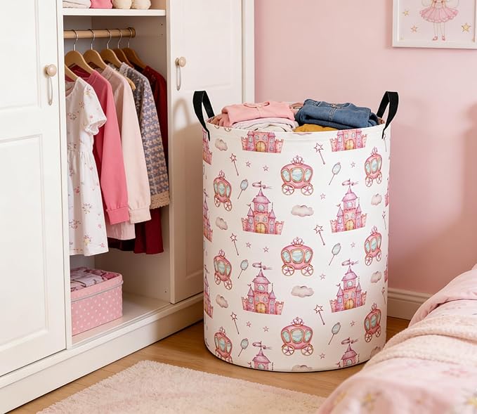 Baby Laundry Basket Baby Nursery Hamper Kids Laundry Basket Toy Storage Bin for Boys Room Decor Gift Baskets for Bedroom Bathroom(Castle)