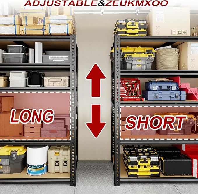 40W Garage Storage Shelves,Garage Shelves Heavy Duty,5 Tier Shelving Unit,2400LBS Capacity Heavy Duty Shelving for Garage Storage,Warehouse,72" H x40 W x20 D