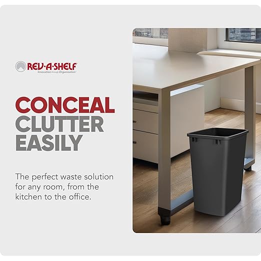 Rev-A-Shelf 2-Pack 35 Quart Polymer Replacement Trash Bin, Recycle Waste Garbage Container for Kitchen Cabinet Pullouts, Black, RV-35-18-2 - Large Plastic Bins for Home and Office
