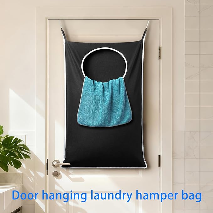 ANSTROUT 2 Pack XL Hanging Laundry Hamper, Extra Large Tear-Resistant Door Organizer with 2 Hook Types, Space-Saving Laundry Bag (36.5" x 22", Black)