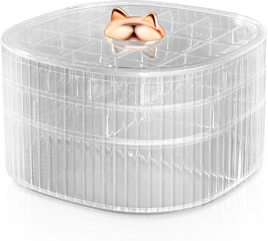 Sunkaioo Earring Organizer,Stackable 3-Layers Clear Jewelry Box with Lid,Stud Earring Organizer for Women Girls,Earring Box Display Holder for Earrings Ring Studs Bracelet Necklace Crafts (Clear)