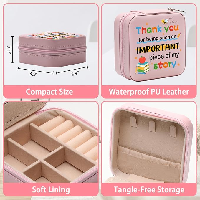 GAOLZIUY Teacher Appreciation Gifts for Women, Teacher Jewelry Box, Birthday Retirement Graduation Gifts for Teachers, Thank You for Being Such An Important Piece Of My Story Jewelry Case
