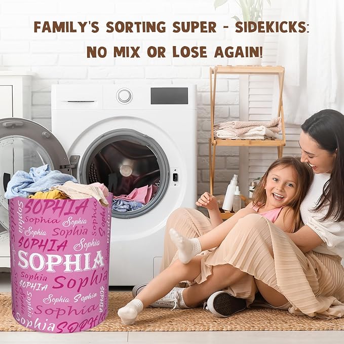 Custom Name Laundry Hamper, Personalized Laundry Basket with Name for Baby Boys Girls, Customized Collapsible Dirty Clothes Hamper Storage with Handles for Bedroom Bathroom Dorm Room Decor