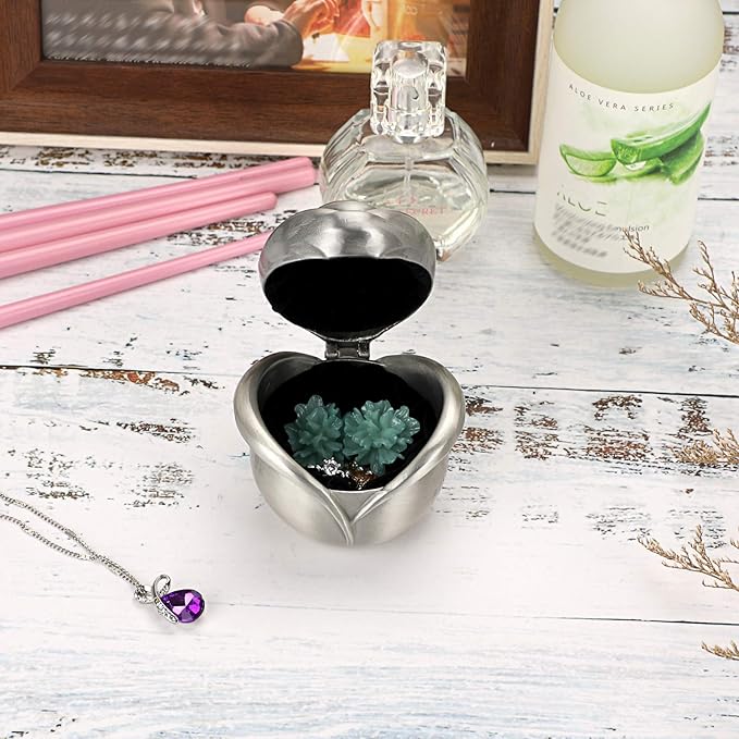 Hipiwe Rose Shape Vintage Jewelry Box - Small Trinket Storage Holder Case Keepsake Organizer Box for Rings Earrings Necklace Treasure, Gift for Women, Large