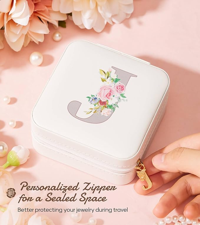 Enthralite Travel Jewelry Box for Girls: Traveling Jewelry Case Gift for Women - Mini Organizer for Necklaces Earrings White J