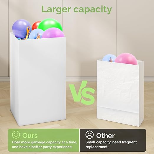 Magicheap Disposable Trash Cans for Parties 16 Pack, 13 Gallon Cardboard Trash Can for Events, Thick Collapsible Garbage Can for Camping - 13.5" L x 10.0" W x 21.7" H, White