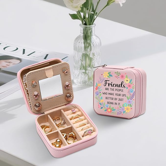 GAOLZIUY Friendship Gifts for Women Jewelry Box, Friends Make Life Better Jewelry Case, Best Friends Gift for Birthday, Valentines Day for Bestie, BFF, Her