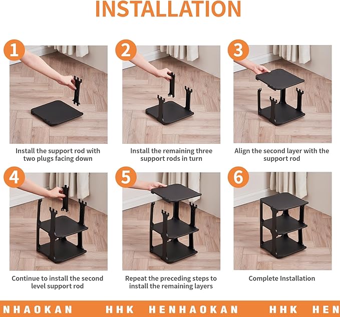 5 Tiers Shoe Rack Organizer for Closet Shoe Holder Storage Narrow Plastic Vertical, Free Standing Shoe Rack Shelf for Entryway Stackable Stability DIY, Black