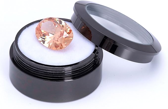 Small Loose Diamond or Gemstone Display Box Case Holder Show Container Metal (Black- 1.3x0.5)